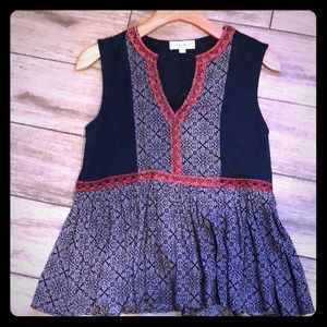 Cotton sleeveless embroidered top